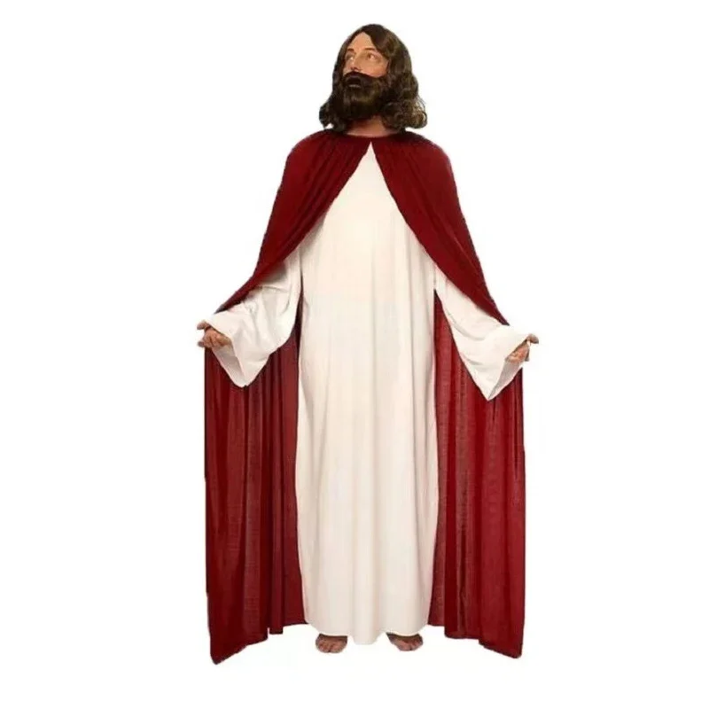 Costume de Cosplay de jésus pour hommes, Robe longue blanche, déguisement pour adultes, Costumes de fête pour jeu de rôle de jésus