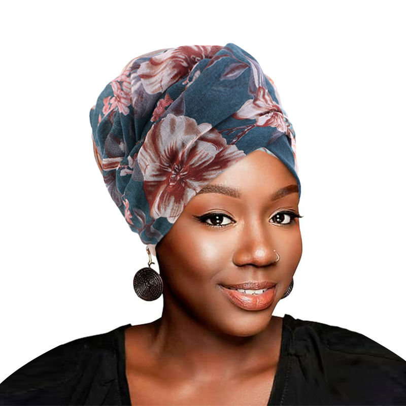 Turban bandana avec nœud supérieur pour femme, bonnet imprimé floral, écharpe pour cheveux longs, bonnet indien, vêtements de sauna musulmans, nouvelle collection
