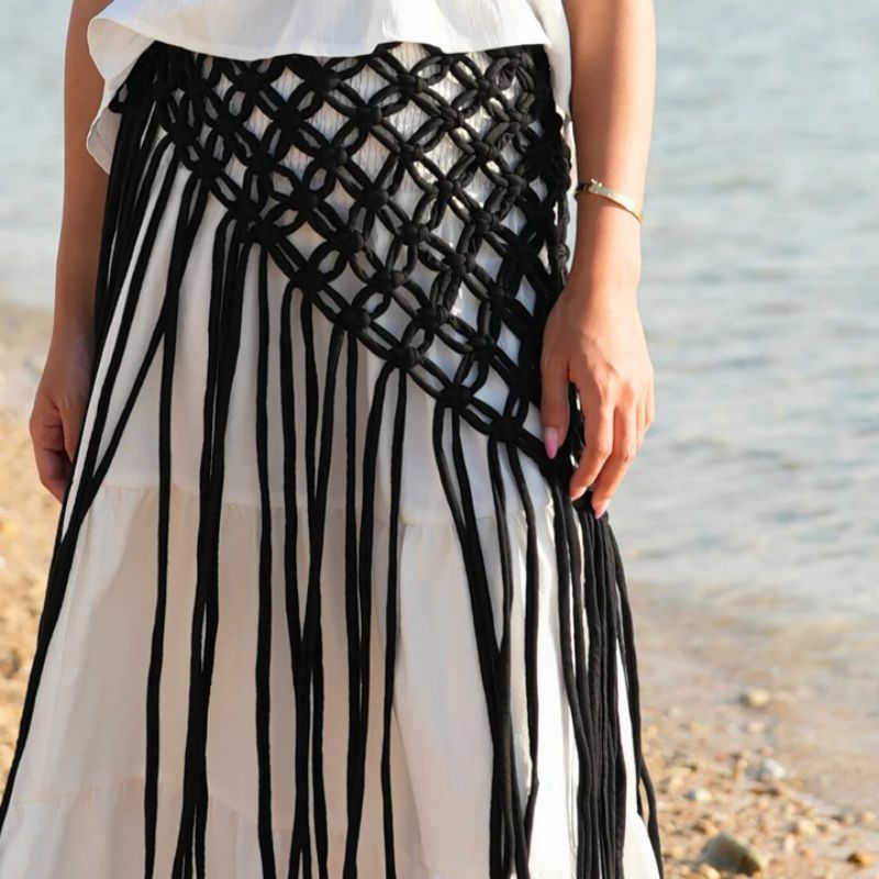 Nouvelle ceinture à franges tissée pour femme, style ethnique ancien, accessoire de jupe à la mode, bande décorative pour la taille
