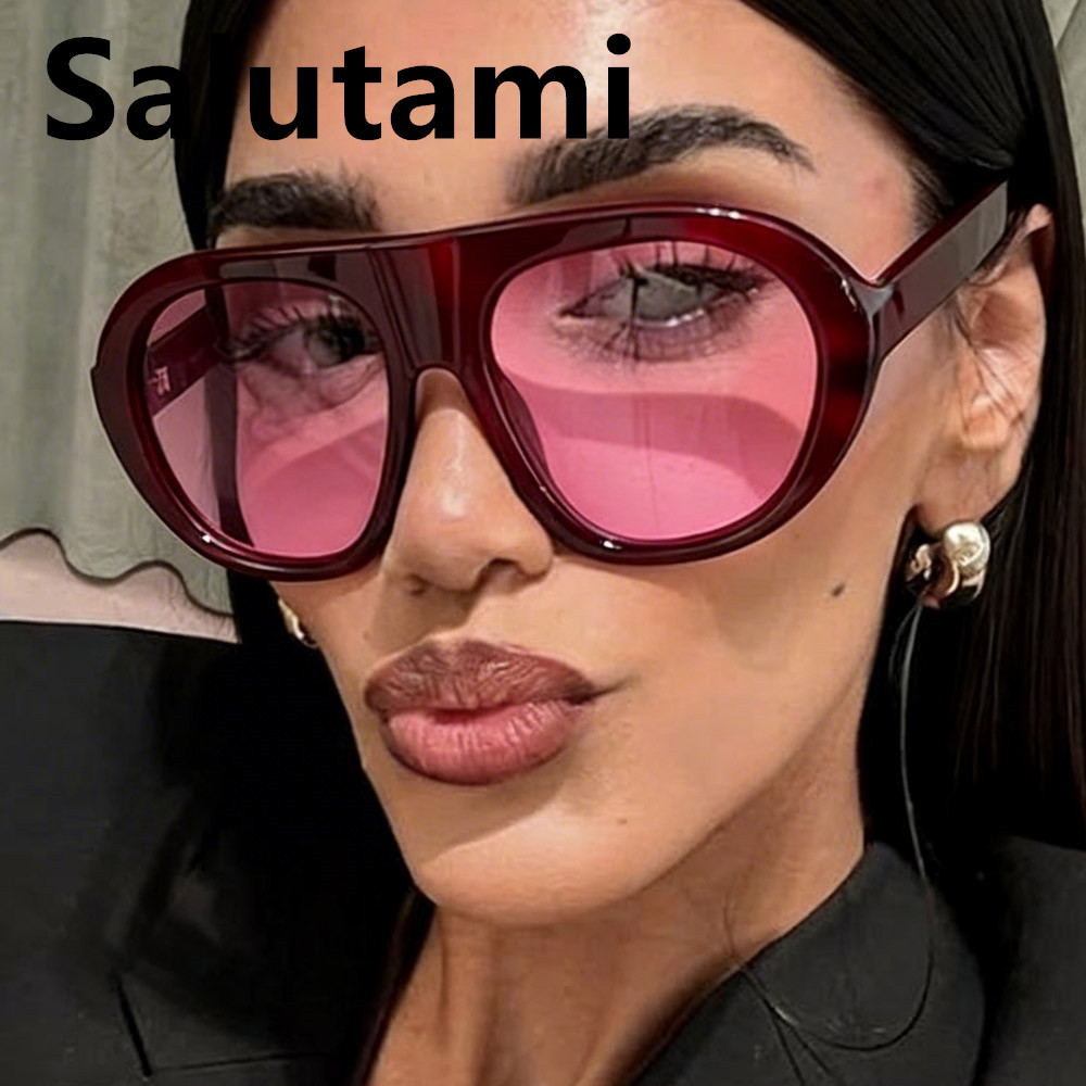 Lunettes de soleil ovales vintage dégradées rouge-bleu pour femmes, nouvelle mode, élégantes, noires et rouges, tendance, pour l'extérieur, protection UV400