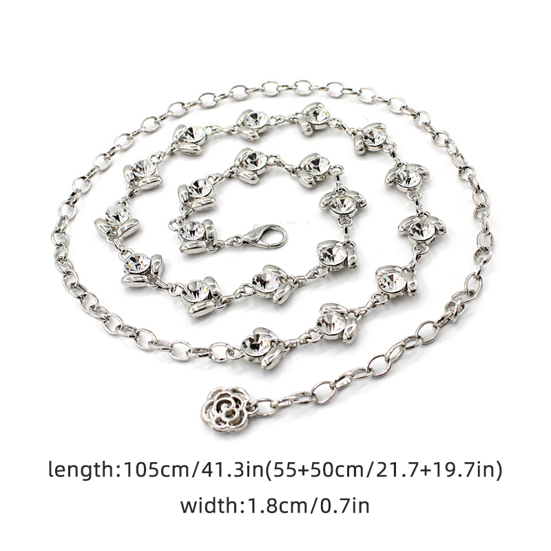 Ceinture élégante en métal doré et argenté pour femme, biscuits en cristal, mince, longue, bling, brillant, dame, décor de robe
