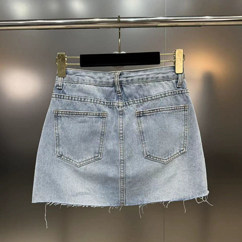 DEAT-Jupe en jean à sequins pour femmes, jupe taille haute, jupe ronde, mode femme, 29L7 clarification, été, nouveaux articles, 2024