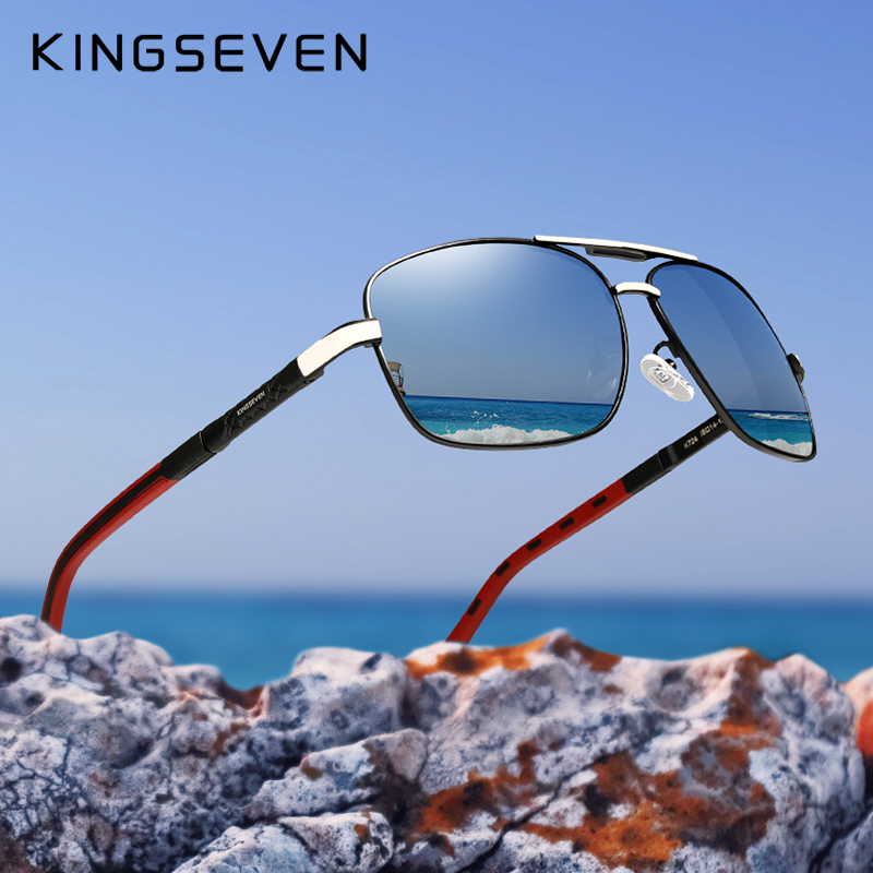 KINGSEVEN 2024 Lunettes de soleil en aluminium pour hommes, marque pilote, polarisées, monture tendance pour femmes, lunettes de soleil pour la conduite, Oculos de sol