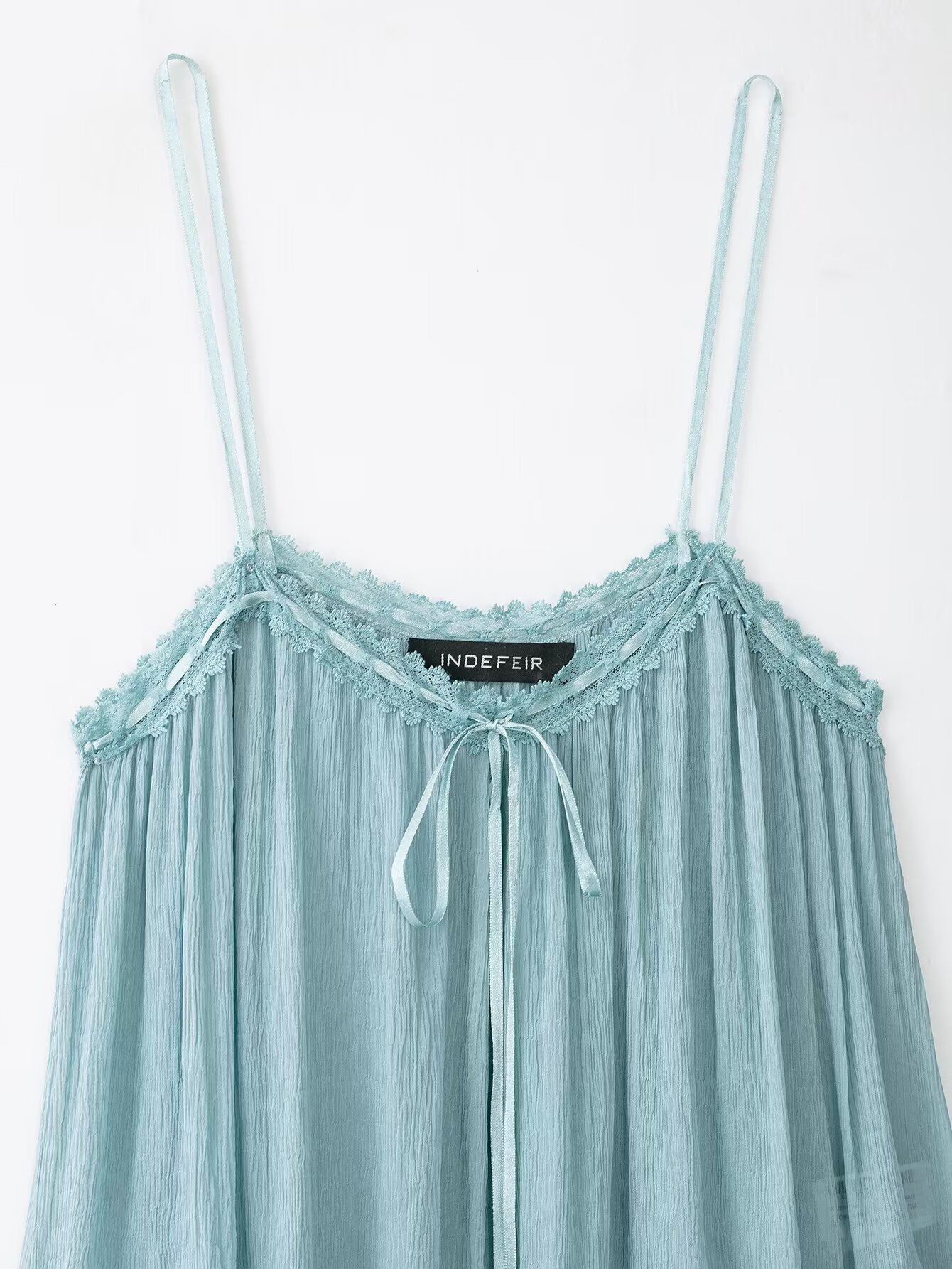 Willshela – hauts plissés à nœud bleu pour femmes, hauts à bretelles fines, col en v, style vintage, chic, à la mode