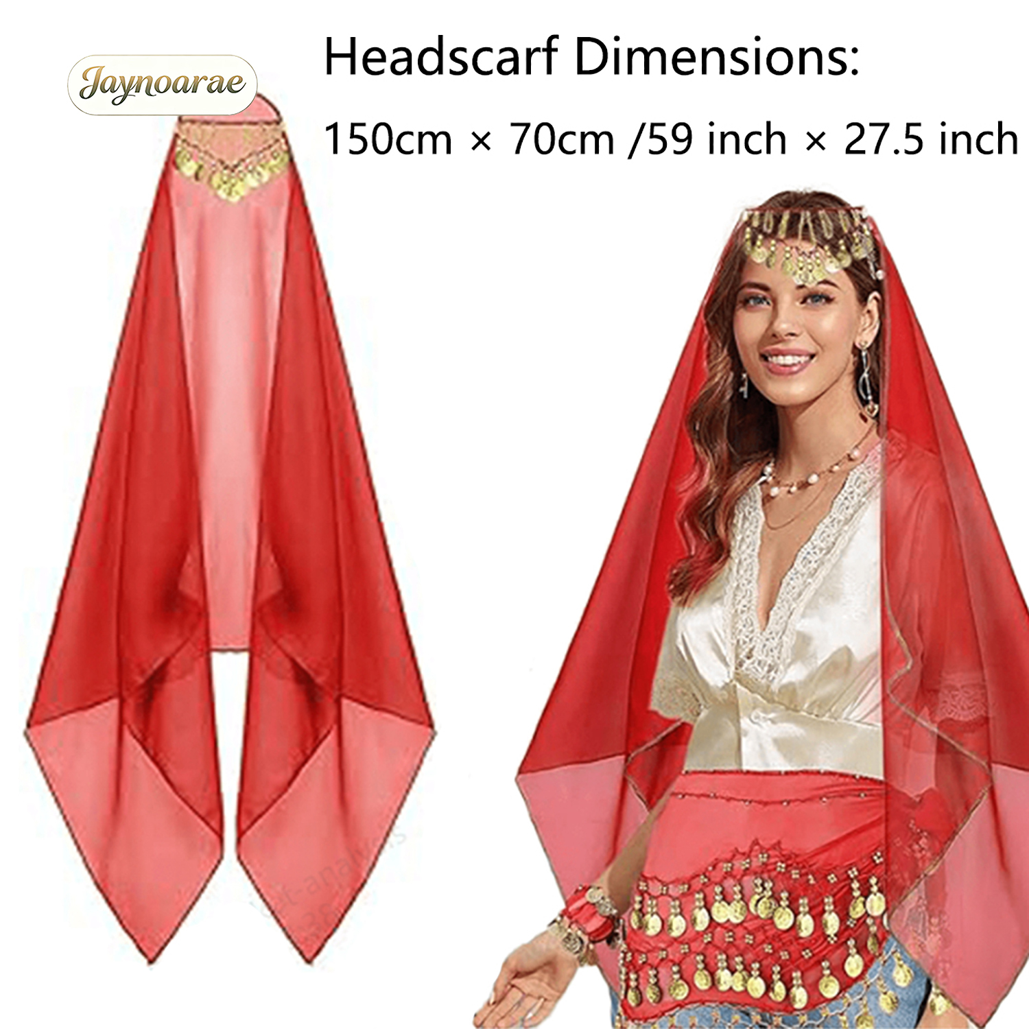 JAYNOARAE Foulard de danseuse du ventre en mousseline