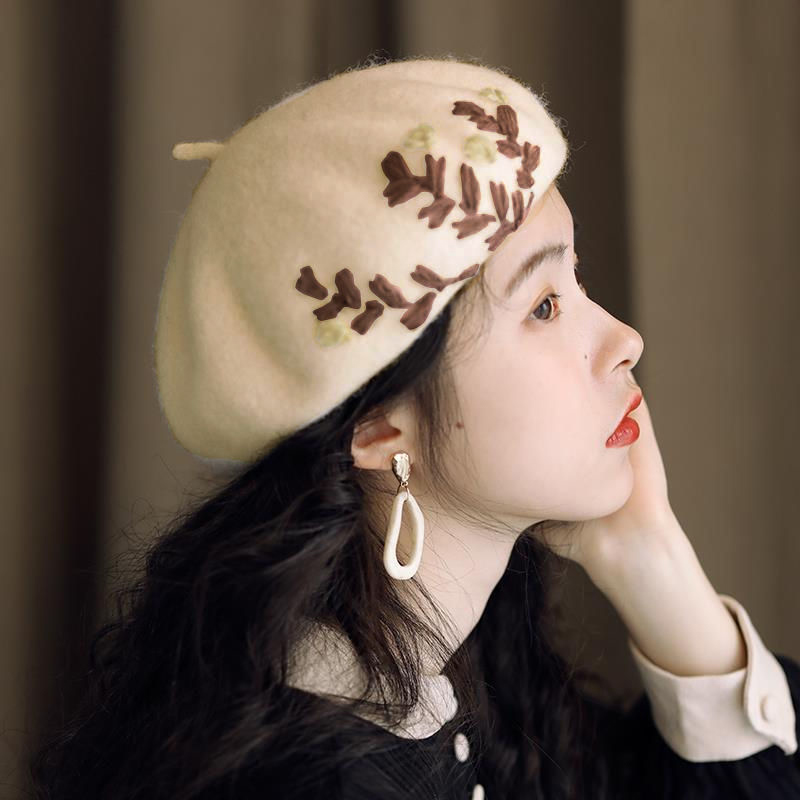 Chapeau d'hiver en laine pour femmes, béret chaud, chapeau de peintre français