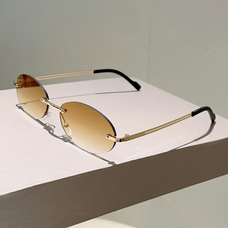 Lunettes de soleil ovales sans monture 2026 pour hommes, dégradées, tendance, pour femmes, nouveau design vintage de marque, décontractées