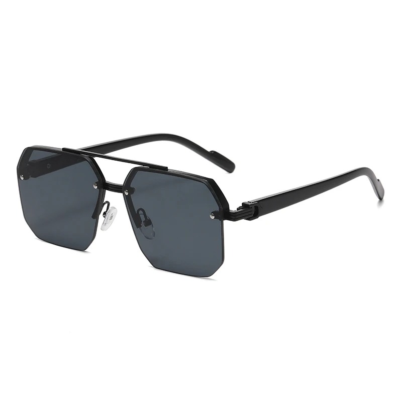 Lunettes de soleil métalliques pour hommes, monture carrée demi-cerclée, style décontracté, tendance, personnalité, rétro, mode, pour sports de plein air