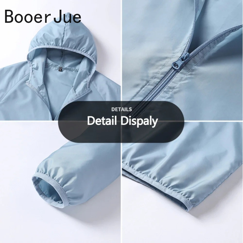 Vêtements de protection solaire pour hommes, veste légère et respirante en soie glacée à capuche, à séchage rapide, manteau anti-ultraviolet pour l'extérieur, été