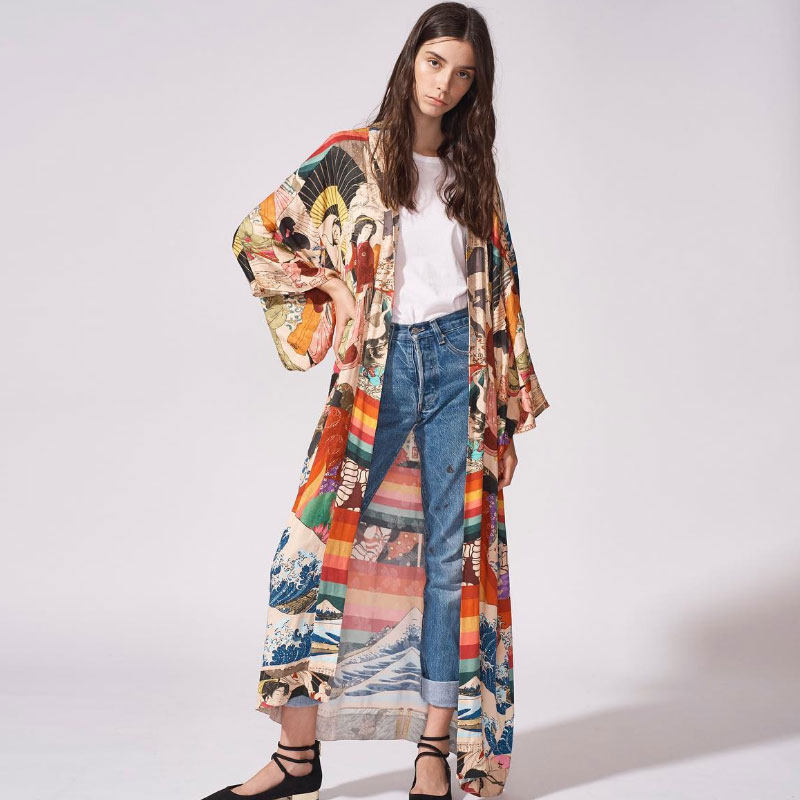 Kimono japonais pour femmes, yukata, cardigan à manches longues, chemisier tendance, haori, robe kimono traditionnelle, style 2026 FF001