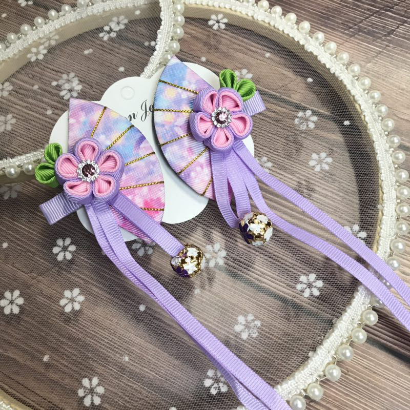 Kimono Japonais en Tissu à Fleurs, Éventail Pliant, Accessoires de Cheveux pour Enfants, réinitialisation, Gland, Sauna, Vêtements de Coiffure, Cordon