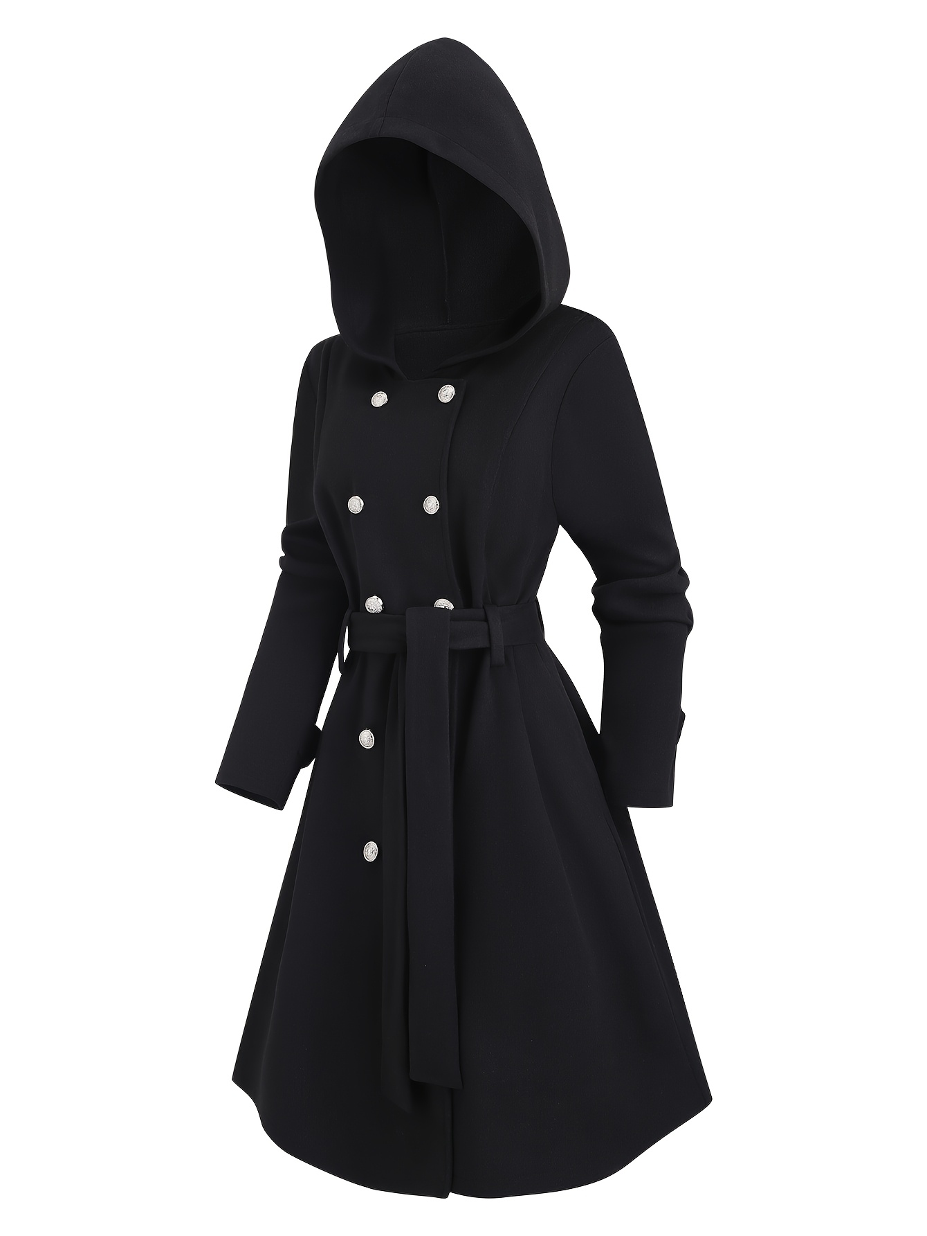 Veste à capuche double boutonnage grande taille, décontractée, élégante et tendance pour femme, idéale pour l'automne et l'hiver