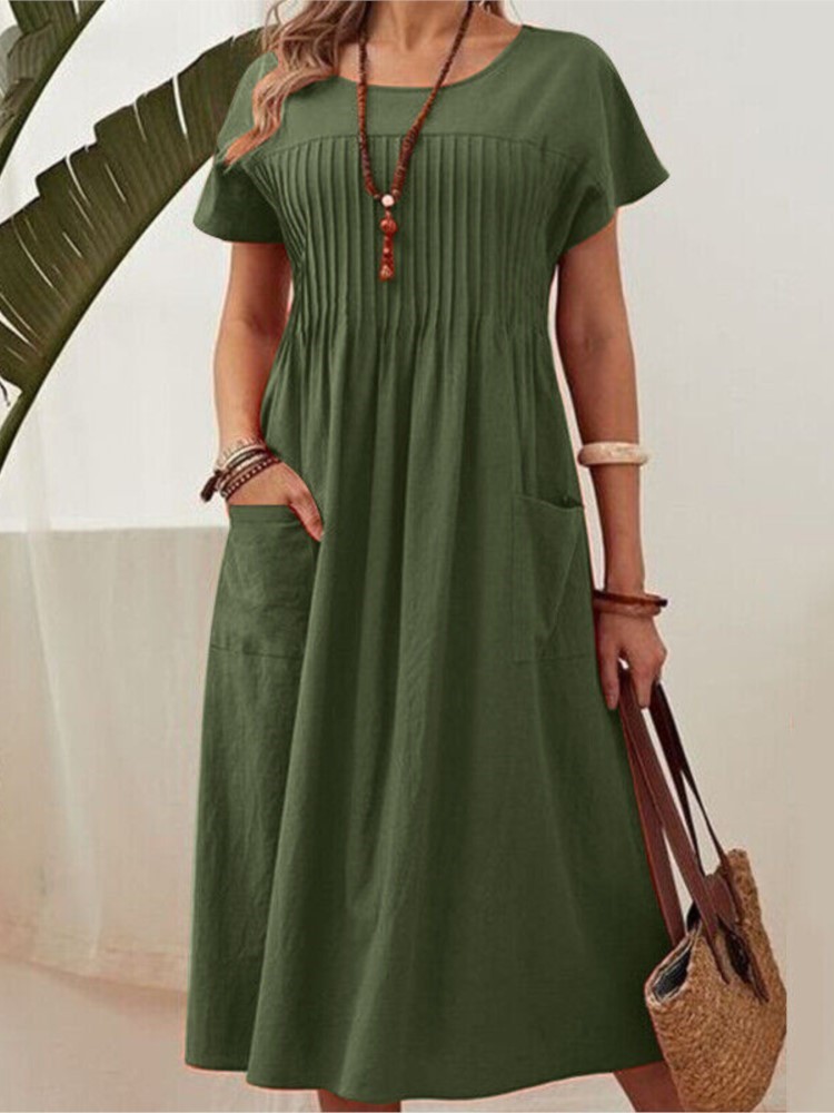 Robe d'été plissée pour femmes, nouvelle collection, coupe ample, style A-Line, décontractée, pour tous les jours, en plein air, pour les vacances, robes longues pour femmes, Robe Femme