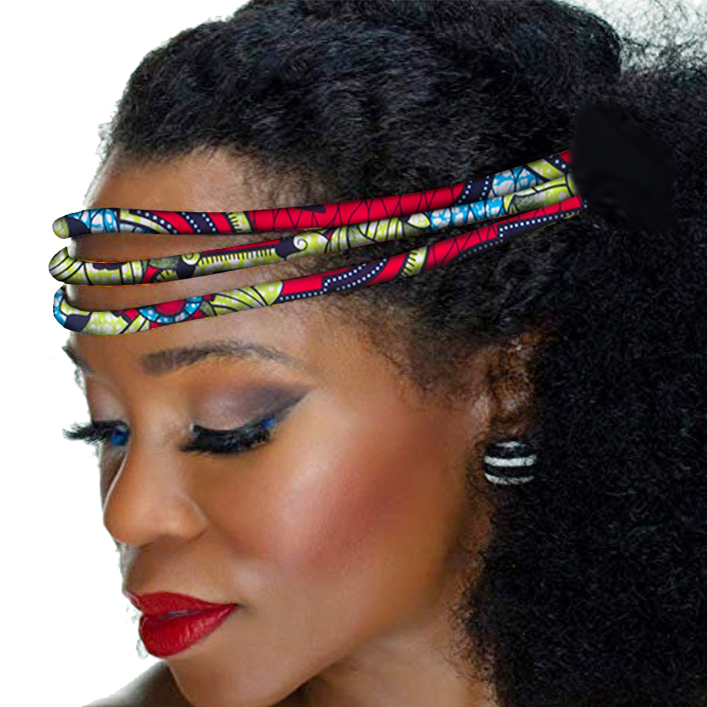 Bande de Sauna à Imprimé Africain, Accessoire Fait à la Main, Coloré, Kente, 3 Brins, Vibrant, Afrocentrique, WYB599