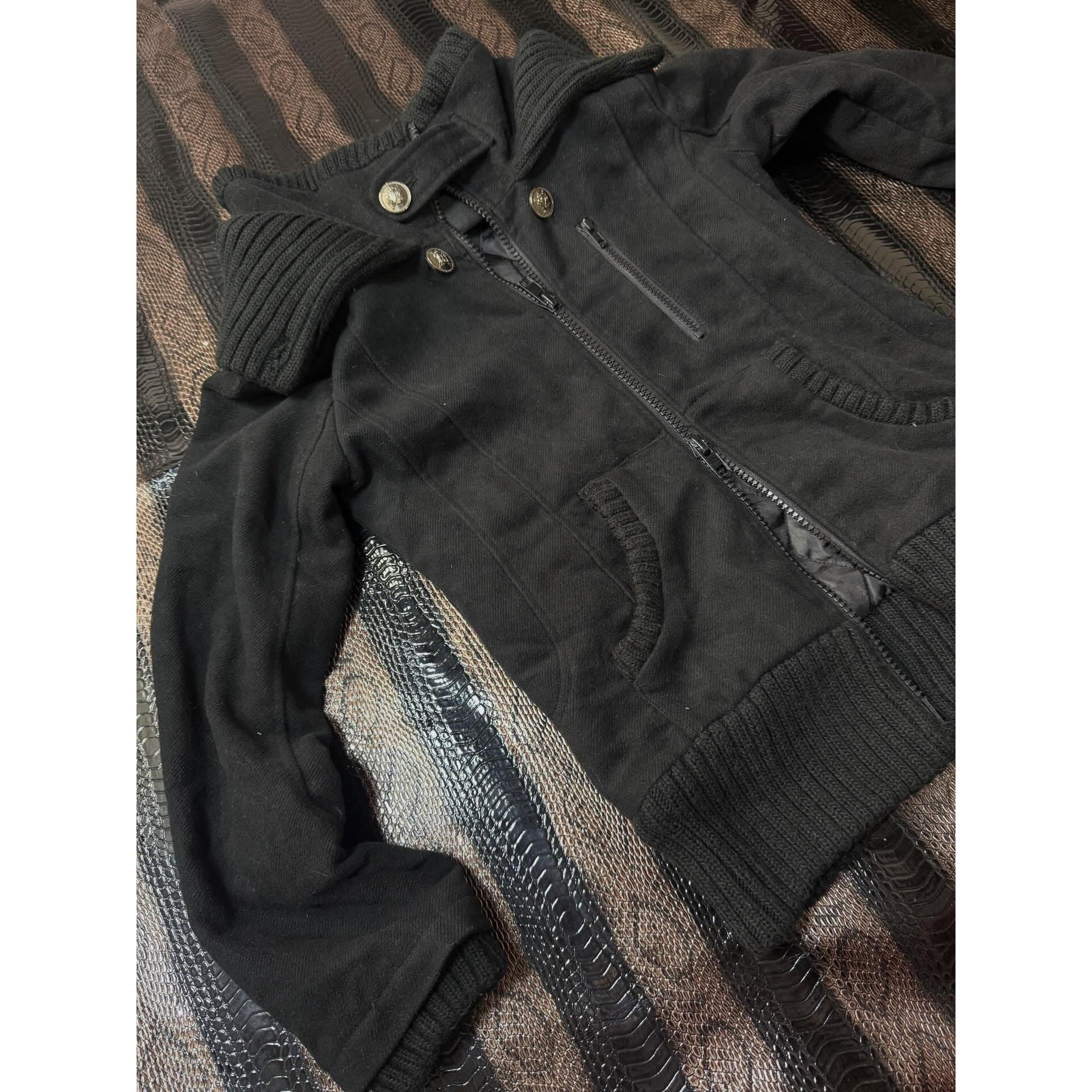 Veste en laine mélangée pour femmes, col châle en grosse maille, fermeture éclair, boutons décoratifs, manteau chaud avec poches, vêtement d'extérieur, streetwear, veste d'automne-hiver.