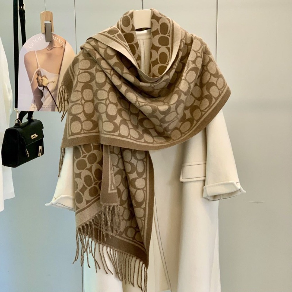 Écharpe populaire en imitation cachemire pour l'automne et l'hiver, châle épais à franges double face pour femmes, écharpe chaude et polyvalente à double usage.