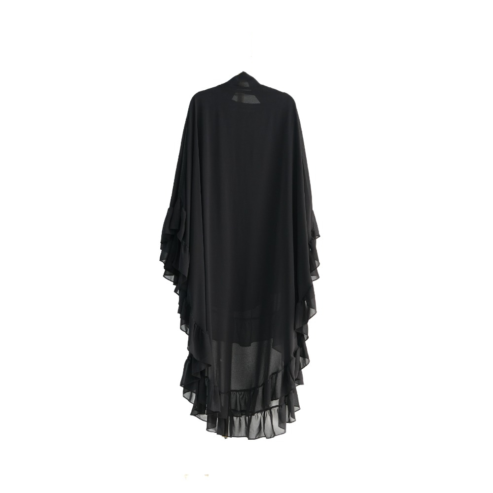 Classic Long Chiffon Muslim Abaya Headscarf One-piece Ramadan Khimar Abaya Solid Color Prayer Dress Dubai Saudi Black Robe