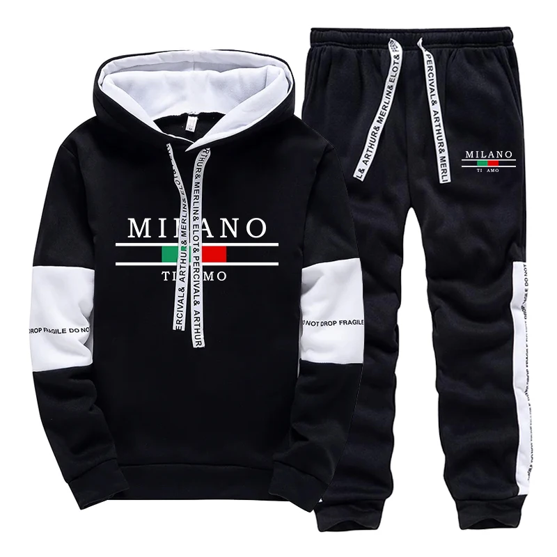 Ensemble de survêtement décontracté pour homme : sweat à capuche et pantalon de jogging pour le sport en extérieur