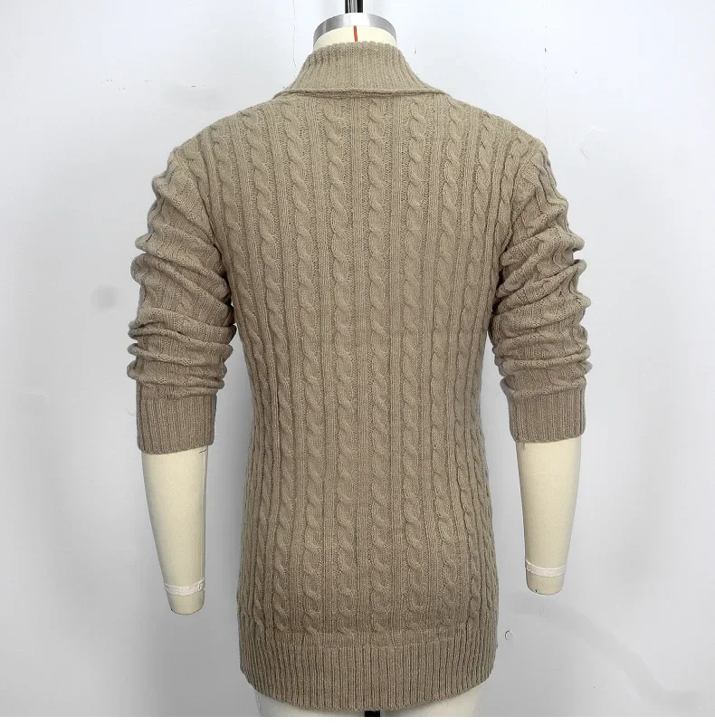 Manteau hommes Cardigan chandails mi-long manteaux col rabattu manches longues simple boutonnage point ouvert automne hiver vêtements d'extérieur