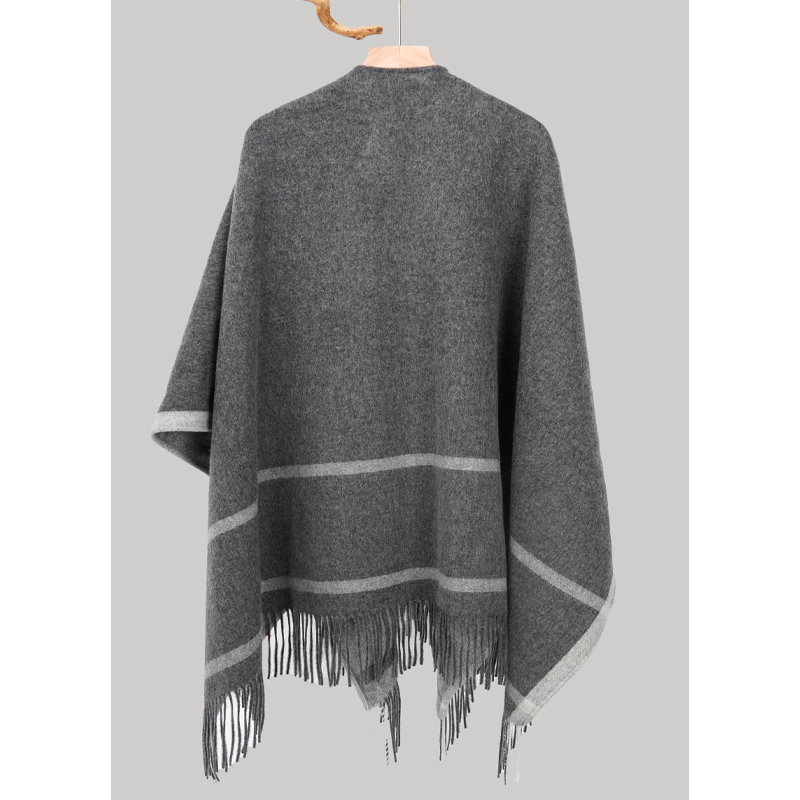 Mode horloge femmes châle pull 100% laine châle chaud femme usage mixte cape automne hiver écharpe français gland confortable Wrap Clothi