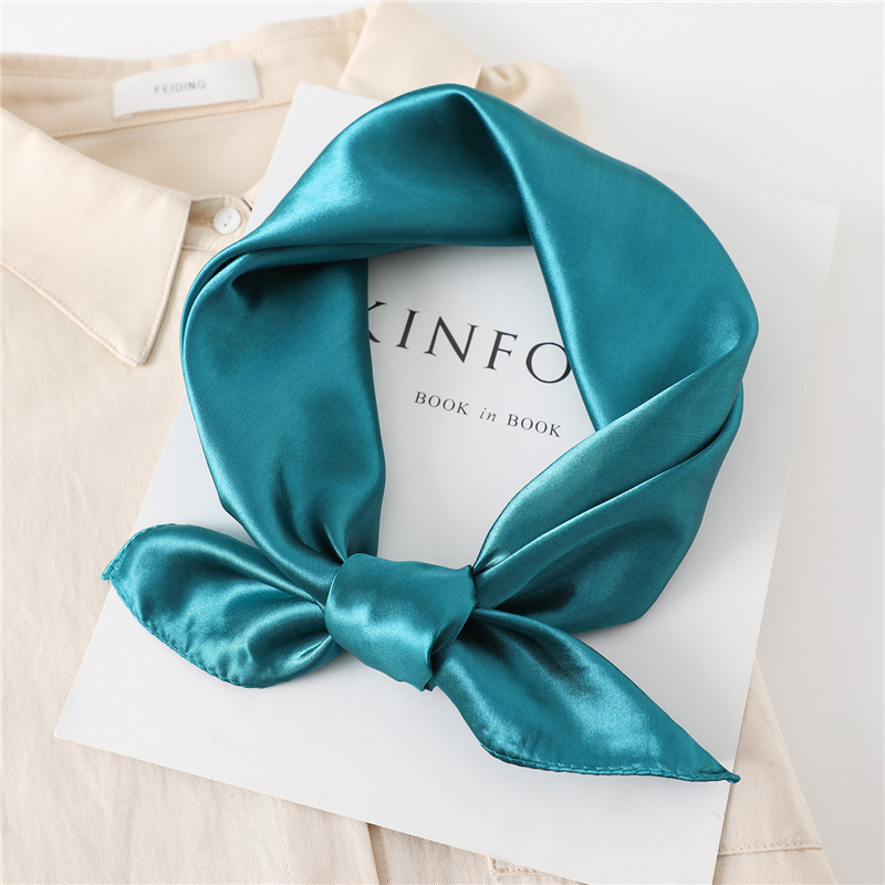 InjFlag-Foulard Carré en Satin pour Femme, Couleur Unie, Petit Châle, Bandana, 60x60cm