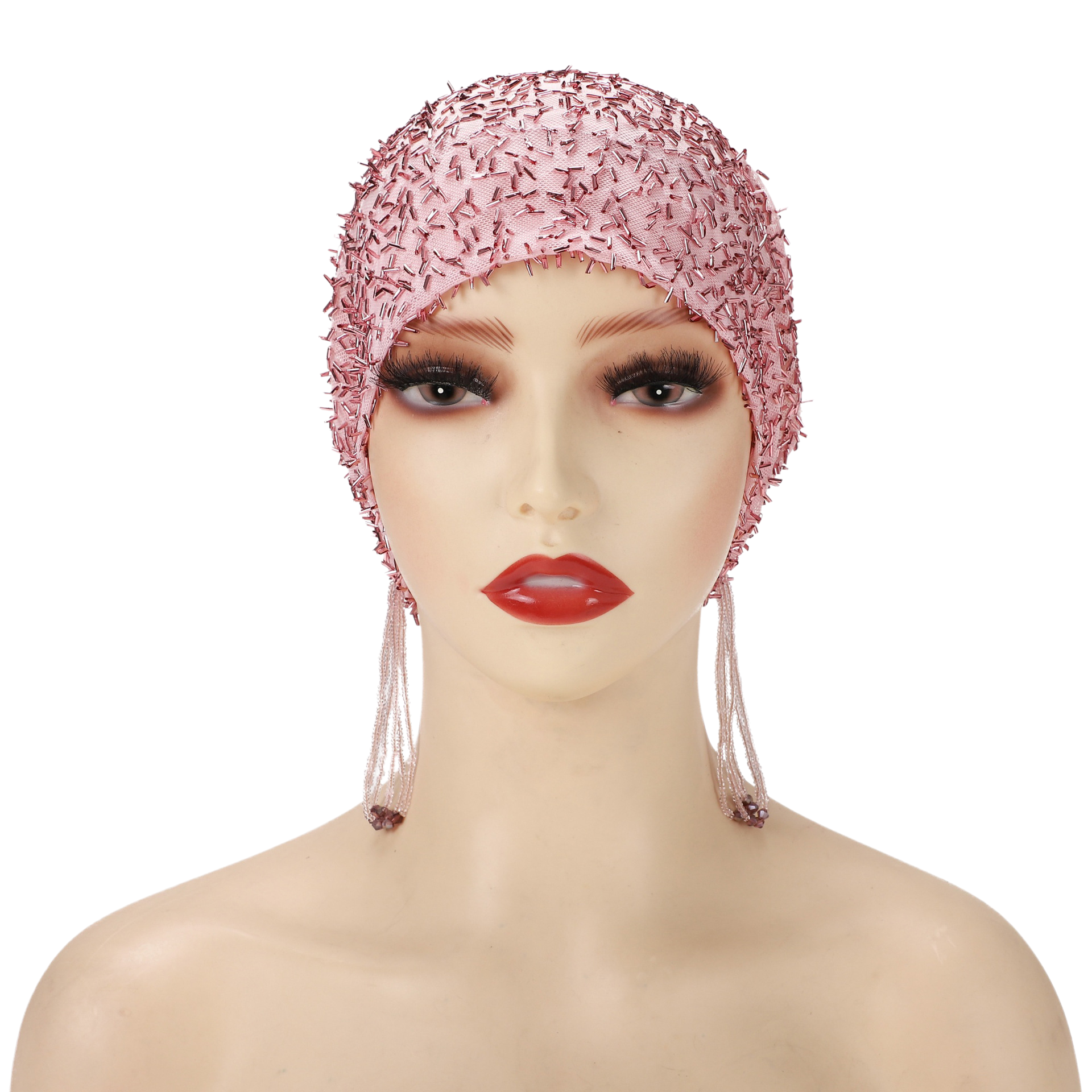 Bonnet de prière musulman à pampilles et perles, en maille élastique, scintillant, pour femmes islamiques, bonnet chimio, couvre-chef.