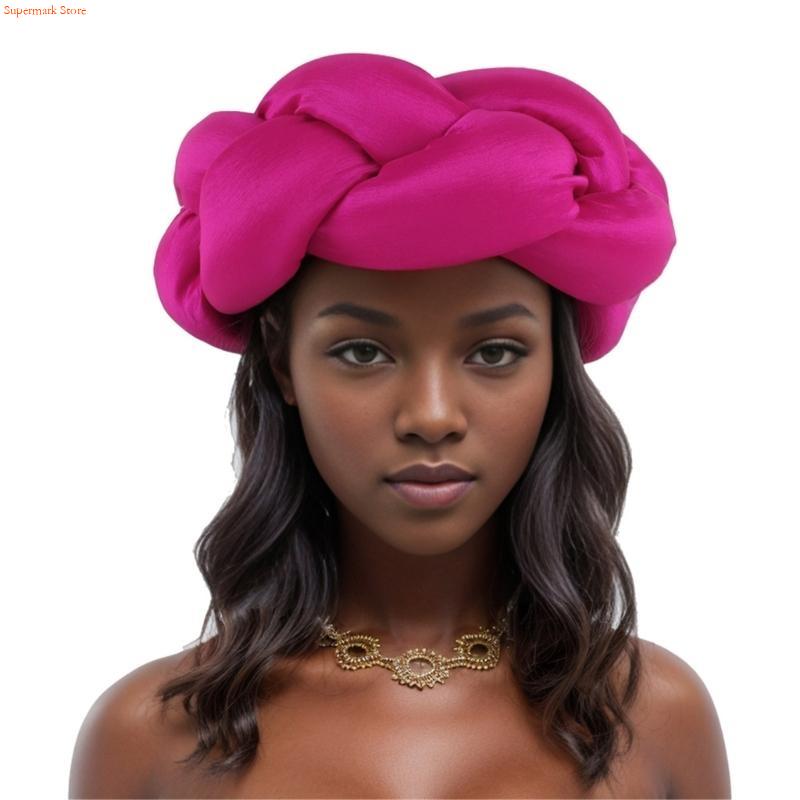 Q5WE – bandeau tressé africain, grand bandeau, casquettes Turban Nigeria, accessoire coiffure