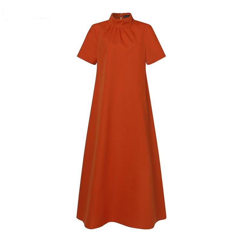 Robe longue ample à manches courtes pour femmes, gilet monochrome, robe de soirée décontractée, vêtements élégants, grande taille