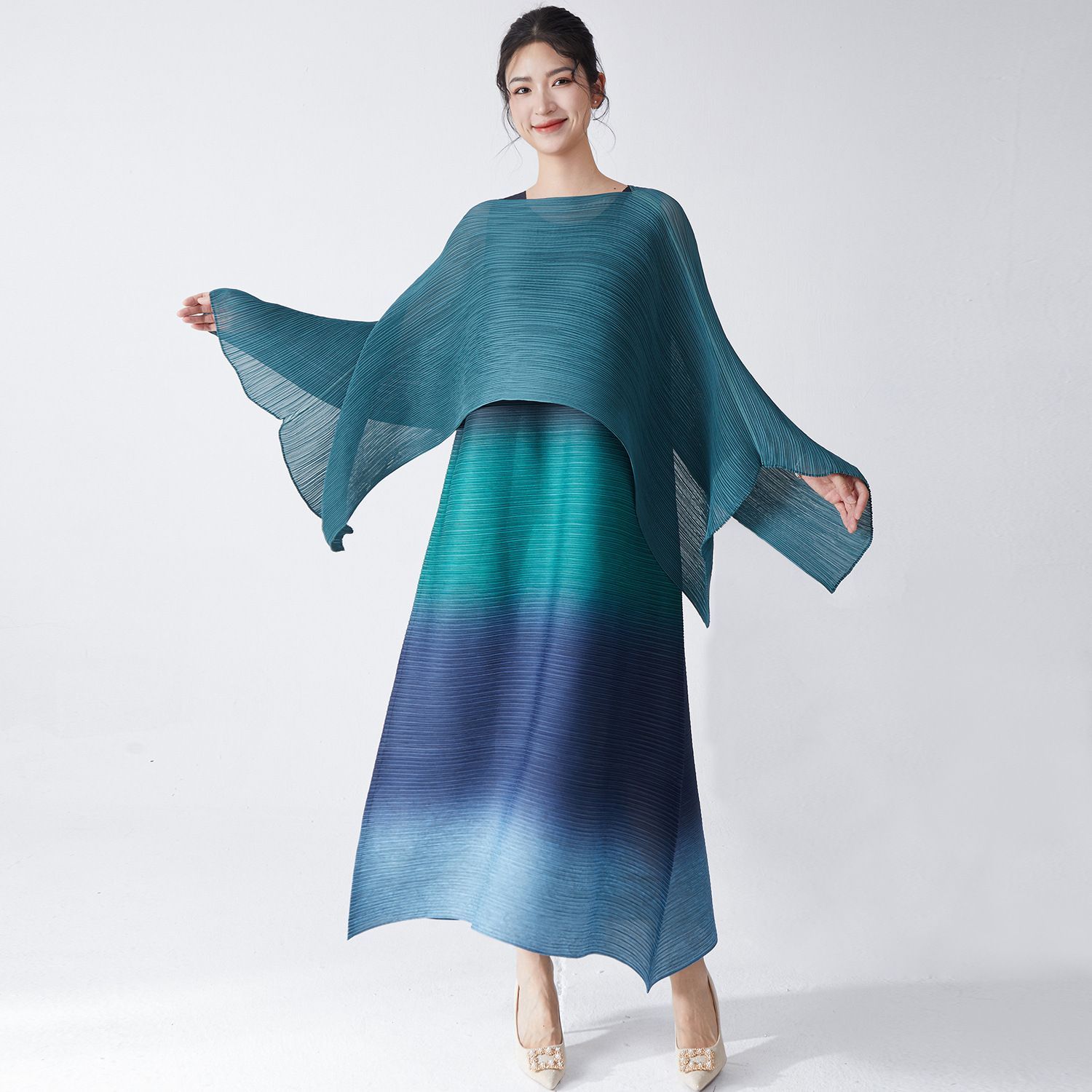 Robe haut de gamme pour femmes, nouveaux modèles, changement progressif, sans manches, ample, longue, tendance, 2025