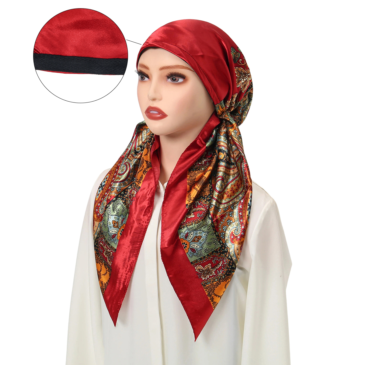 Nouveau Foulard en Satin Paisley 2026 pour Femme Musulmane, Turban Chimiothérapie, Couvre-chef pour Perte de Cheveux, Bandana
