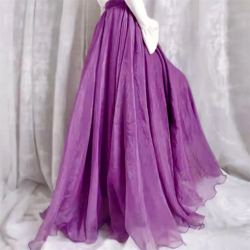2025 nouvelle mode femmes en mousseline de soie jupes longues taille haute longueur de plancher volants blanc été Boho Maxi jupe Saia Longa Faldas