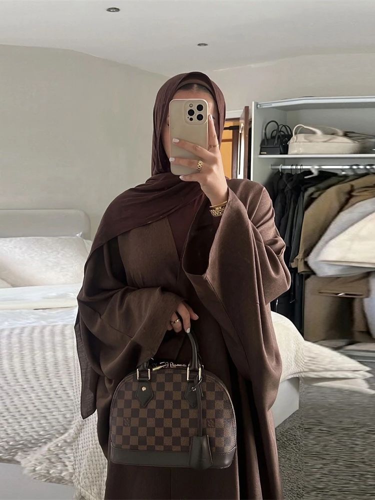 Kimono chauve-souris en coton et lin similaire Abaya dubaï Islam Robe musulmane pour femmes Kebaya caftan Robe musulmane Caftan Marocain Femme