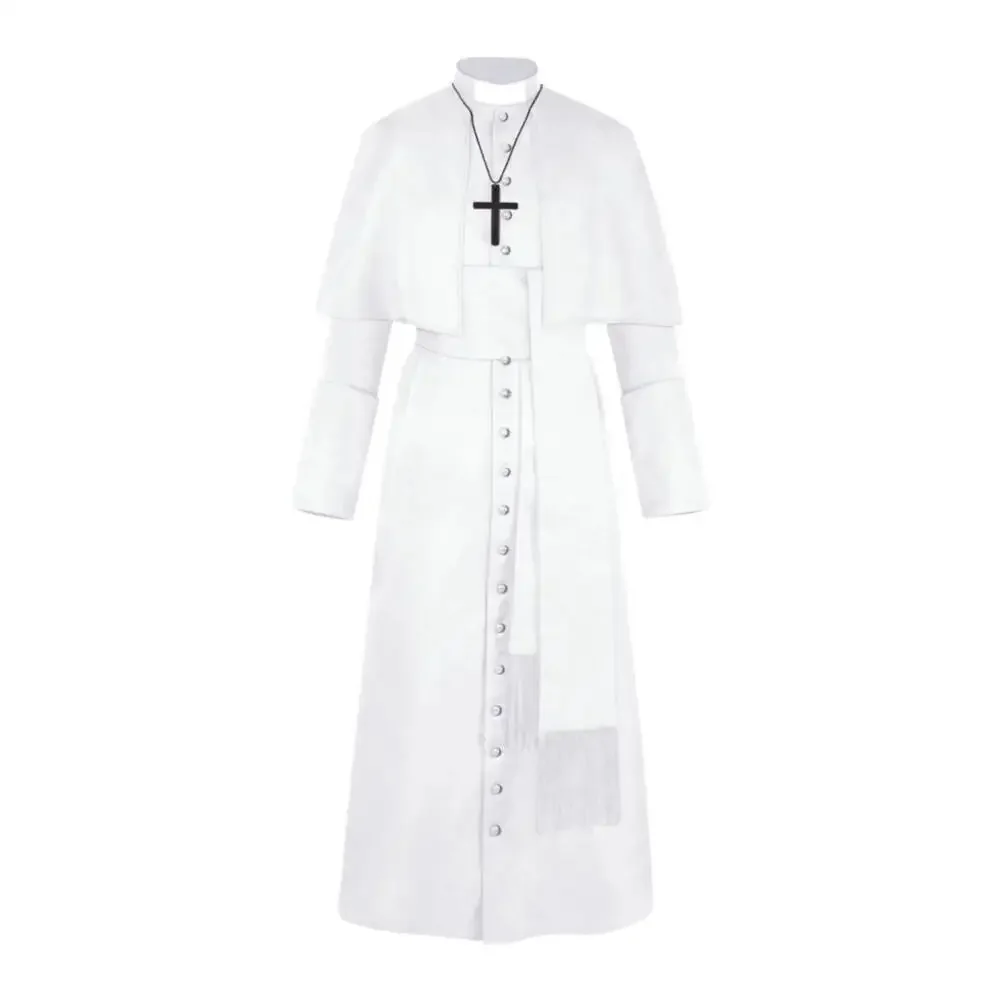 Robe Médiévale Rétro Quatre Couleurs, Tenue Complète de Cosplay, Costume de Prêtre et de Présenteuse pour Adultes, Idéal pour Halloween, Carnaval et Jeux de Rôle