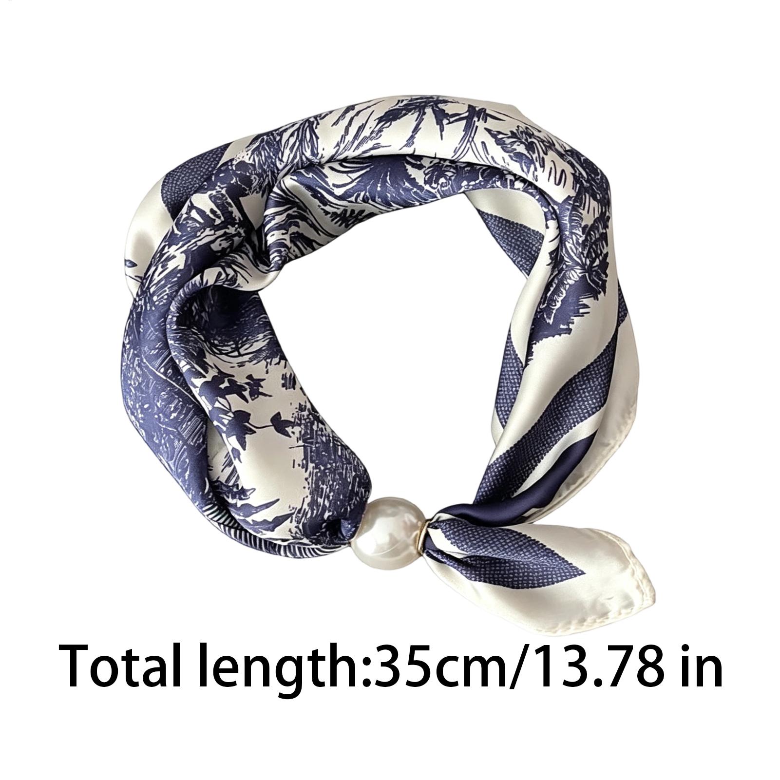 Écharpe à boucle magnétique en perles, élégante et rétro, en soie glacée, pour le bureau, les réunions d'affaires, les trajets quotidiens, les mères et les amies.