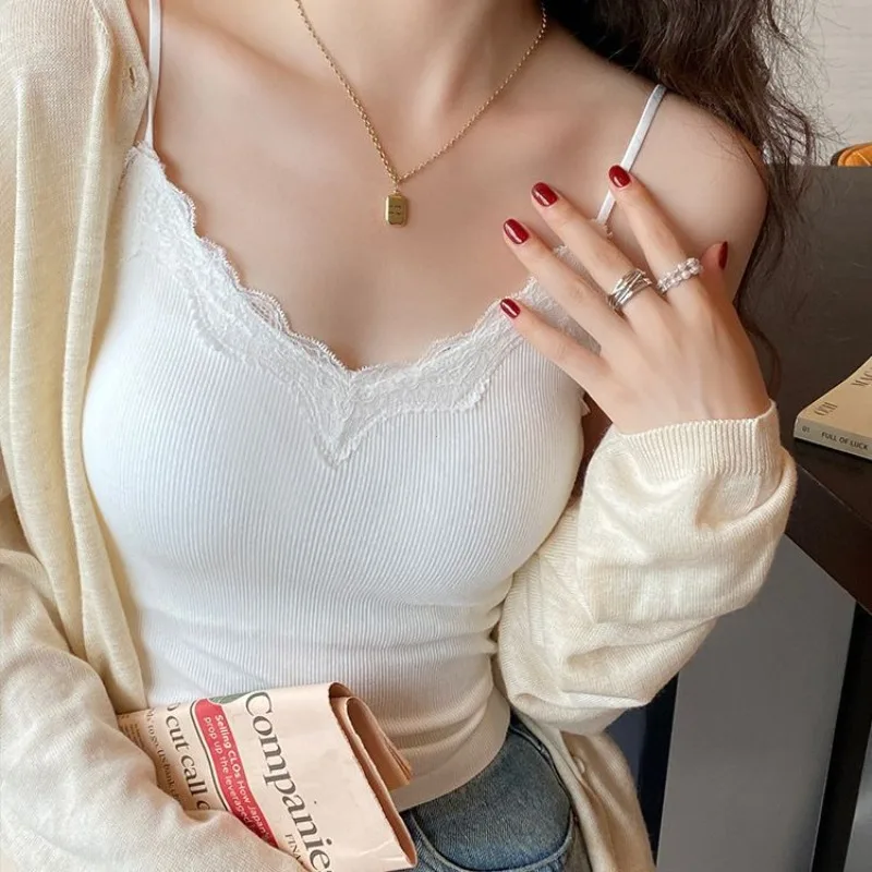 2025 CoquetteY2k vêtements coréen dentelle débardeur femmes recadrée mignon Camis Sexy blanc débardeurs femme sans manches noir gilet été