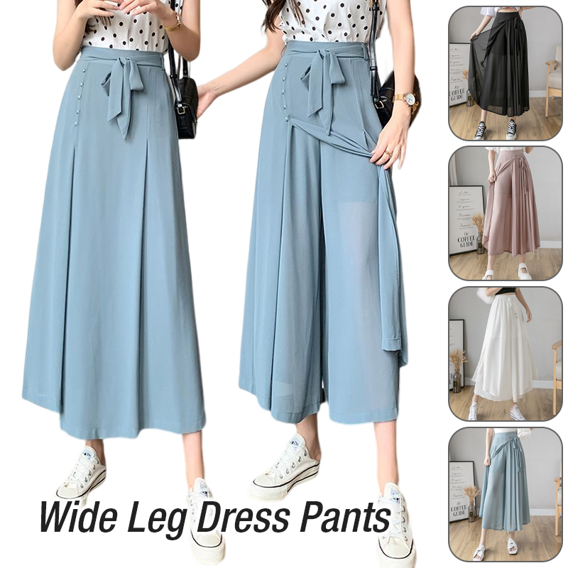 Jupe plissée en mousseline de soie pour femmes, taille haute, décontractée, jambes larges, mode Streetwear, été