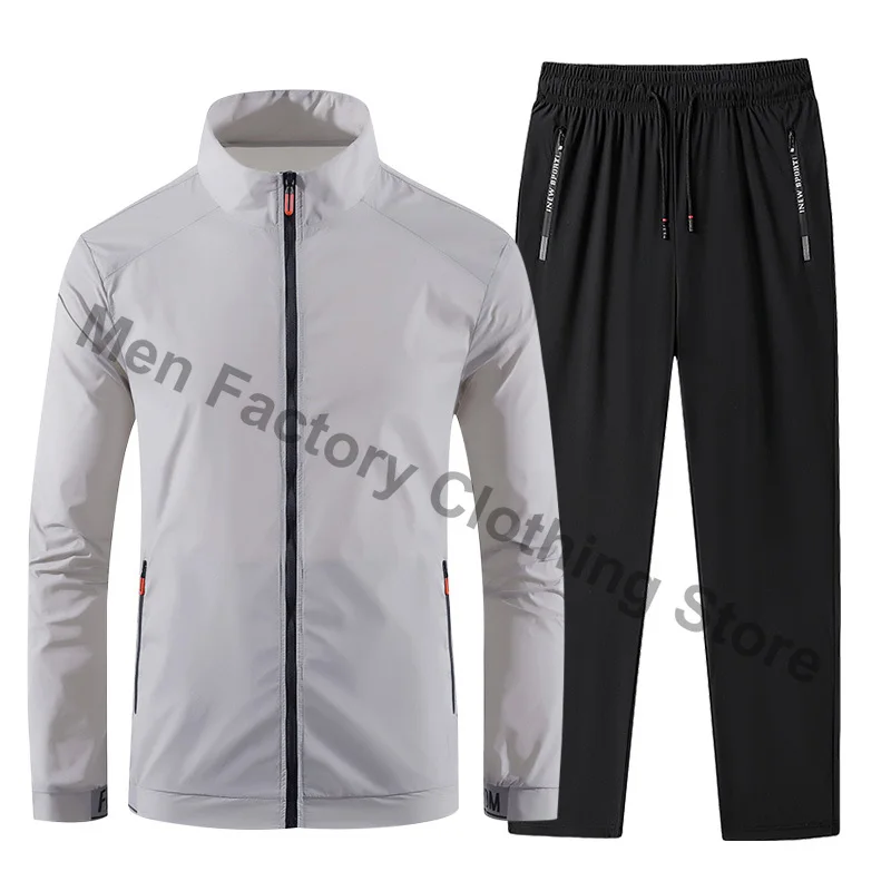 2025 vêtements de sport pour hommes printemps été survêtement 2 pièces ensembles sport costume soleil veste + pantalon ensemble de course mâle gymnastique exercice vêtements