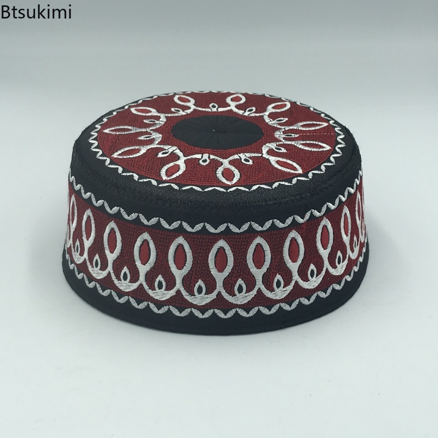 Mode musulmane broderie chapeaux hommes prière culte chapeaux décontracté fête de mariage arabie saoudite Turban casquette enfants islamique chapeau plat