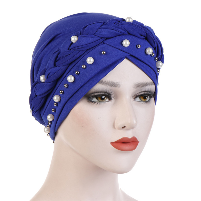 Foulard de tête pour femmes musulmanes, Turban en coton solide, Bonnet Hijab, perle blanche, intérieur, Turban enveloppant arabe