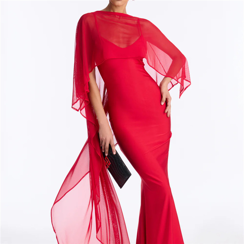 hirigin Cape en mousseline transparente pour femme, châle asymétrique en maille drapée, robe de soirée, couverture de robe de mariée pour mariage, fête, événements formels