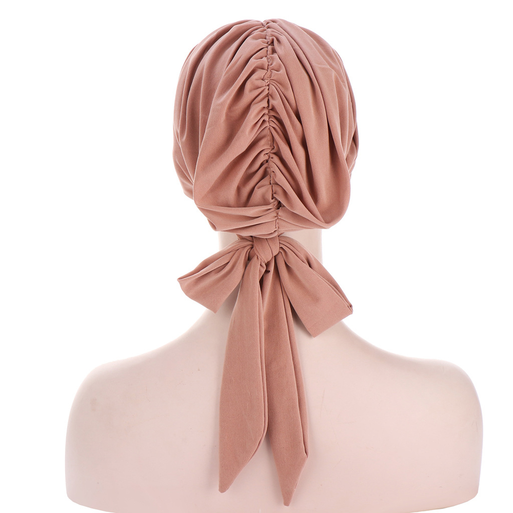 Hijab musulman pré-noué, sous-voile, bonnet chimio pour femme, foulard à longue queue, bonnet, coiffe islamique, enveloppe-tête, bonnet de couleur unie