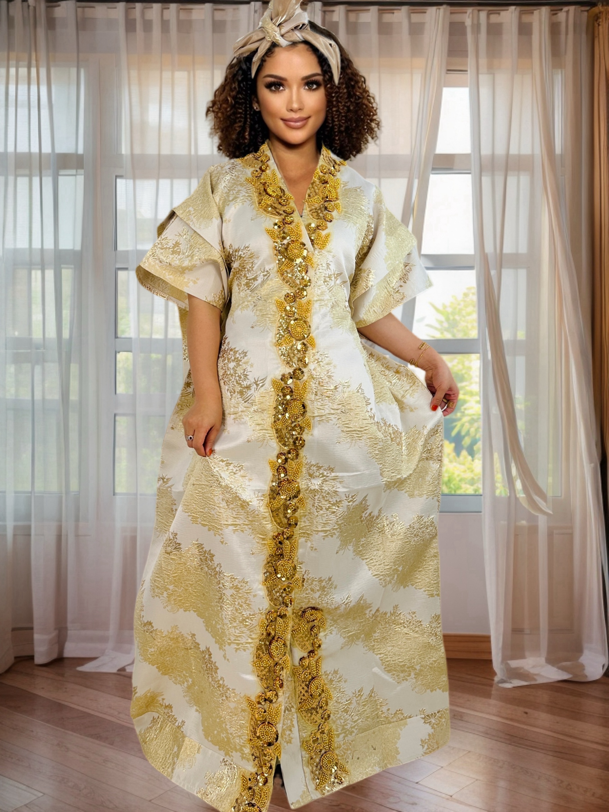 Robe longue caftan élégante ornée de strass pour femmes Abaya Shinny tenue africaine traditionnelle élégante