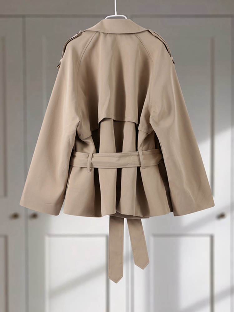Vestes décontractées pour femmes, col en V, manches longues, épaulettes, Double boutonnage, manteaux avec ceinture, mode Chic, vêtements d'extérieur solides, automne 2025