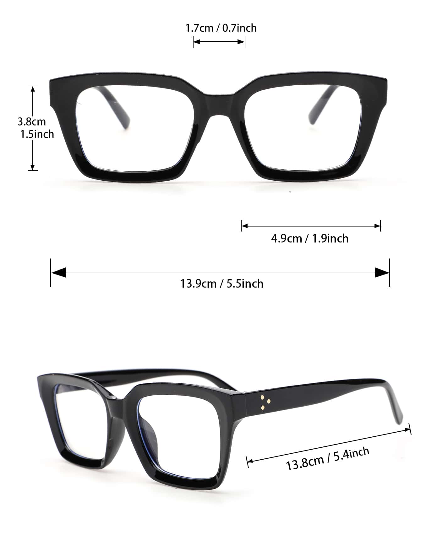 Lunettes transparentes à monture géométrique en plastique, 2 pièces, Style académique, Protection, accessoires quotidiens
