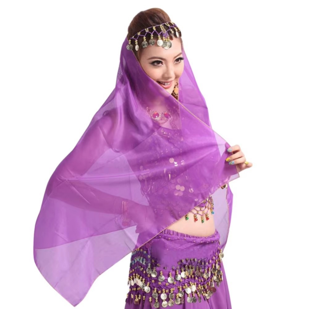 Écharpe de danse du ventre en mousseline de soie de 150 cm, couleur unie, bandeau de danse indienne, coiffe pour femme, costumes de spectacle