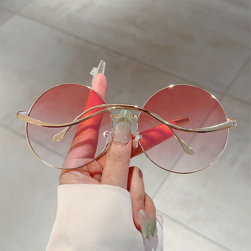 Lunettes de soleil rondes surdimensionnées pour femmes, nouvelle mode Vintage dégradé, rétro, tendance, luxe, Design élégant