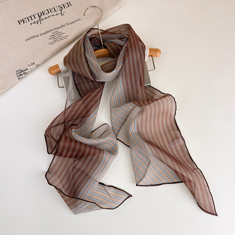 Écharpe longue pour femme, ruban rétro bicolore, bandeaux, cravate, foulard en soie, ceinture décorative, accessoires pour foulard de tête