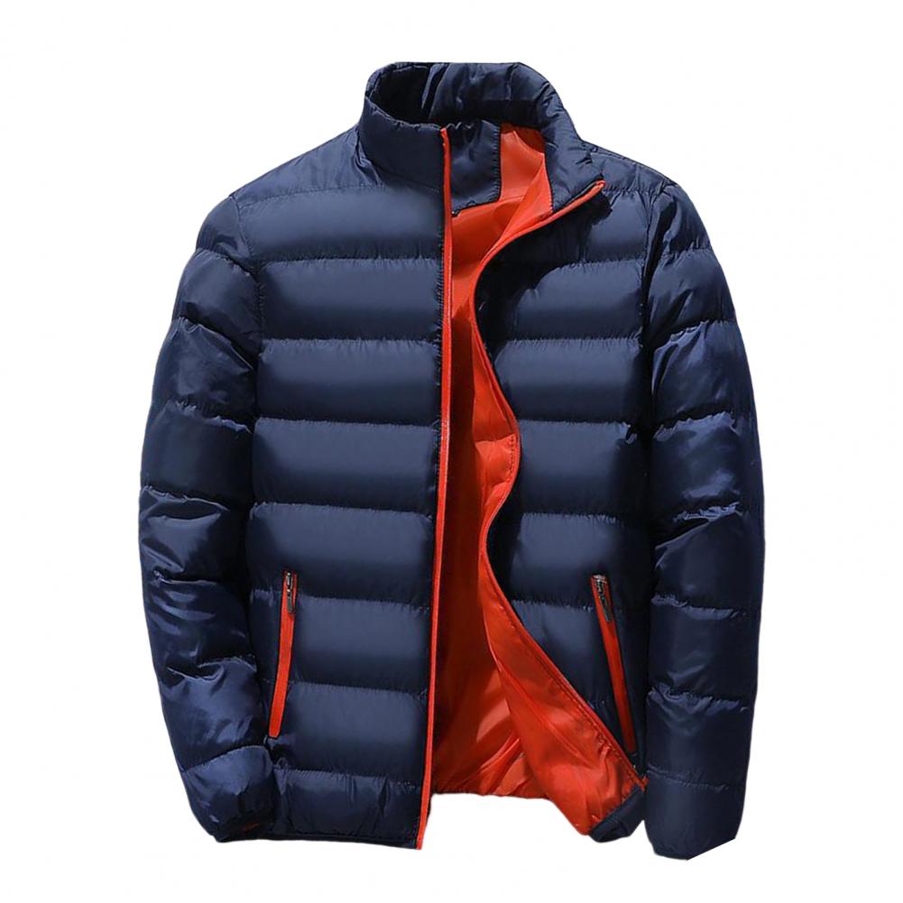 Hommes Parkas automne hiver épaissi rembourré manteau col montant ample fermeture éclair poches veste hommes pardessus épais chaud coton manteau