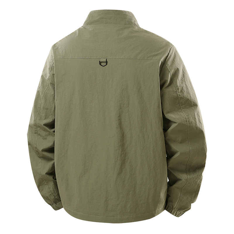 Veste Homme Printemps-Automne Fine pour Extérieur, Pêche, Voyage, Décontractée, Col Montant, Polyvalente, Tendance, Grande Taille, en Polyester