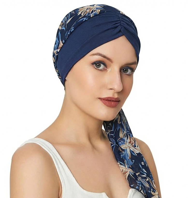 Nouveau femmes front plissé pré-attaché Turban casquette fleur imprimé musulman Hijab Cancer chimio chapeau couverture perte de cheveux tête écharpe enveloppement